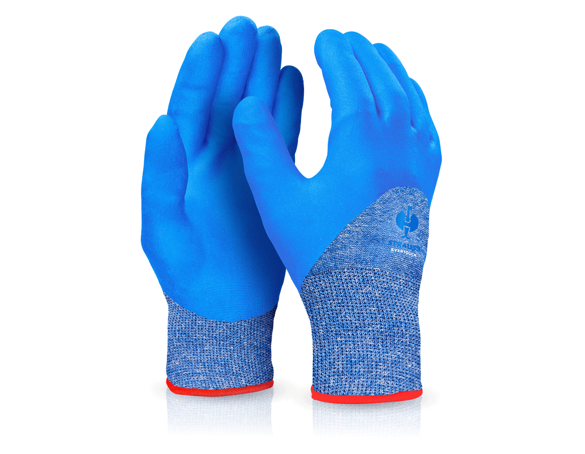 Coated: e.s. Nitrile foam gloves evertouch winter + blue/navy-melange