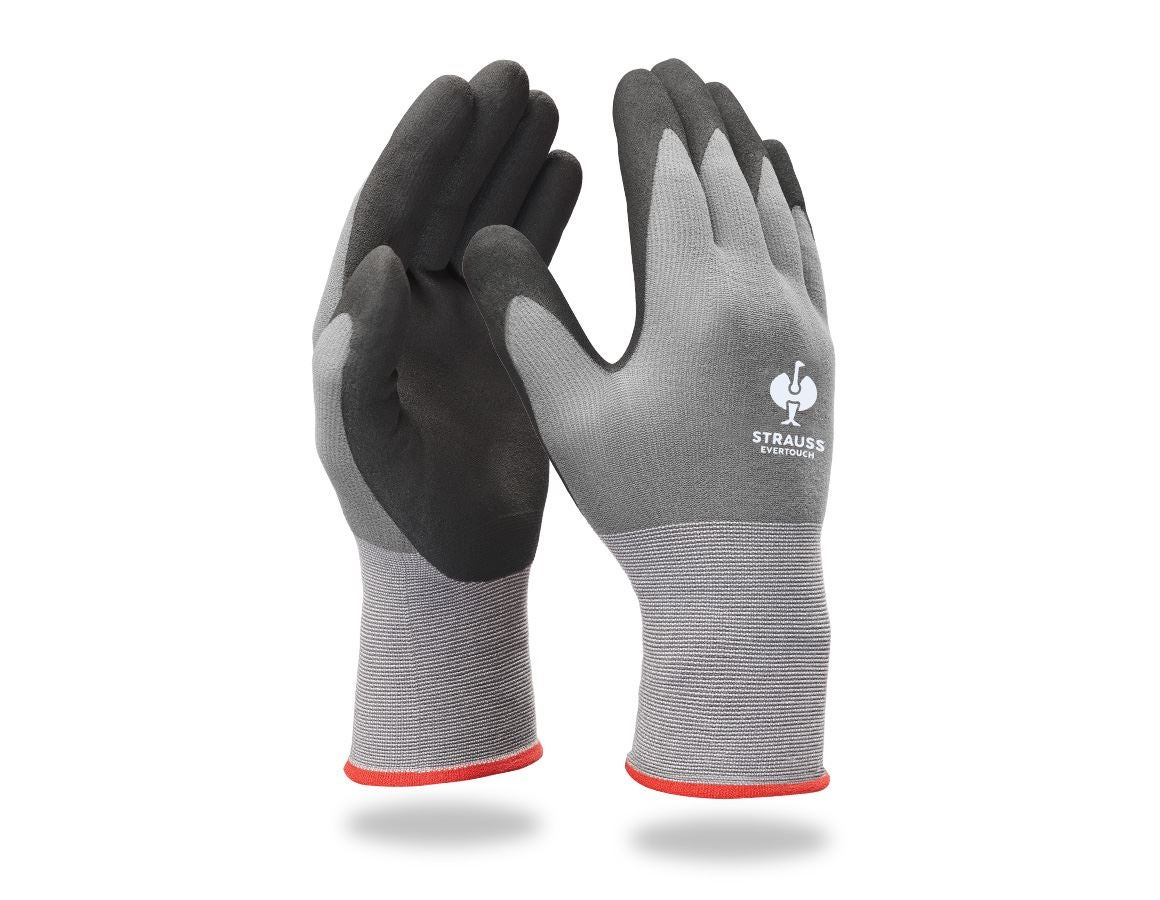 Coated: e.s. Nitrile foam gloves evertouch micro + black/grey