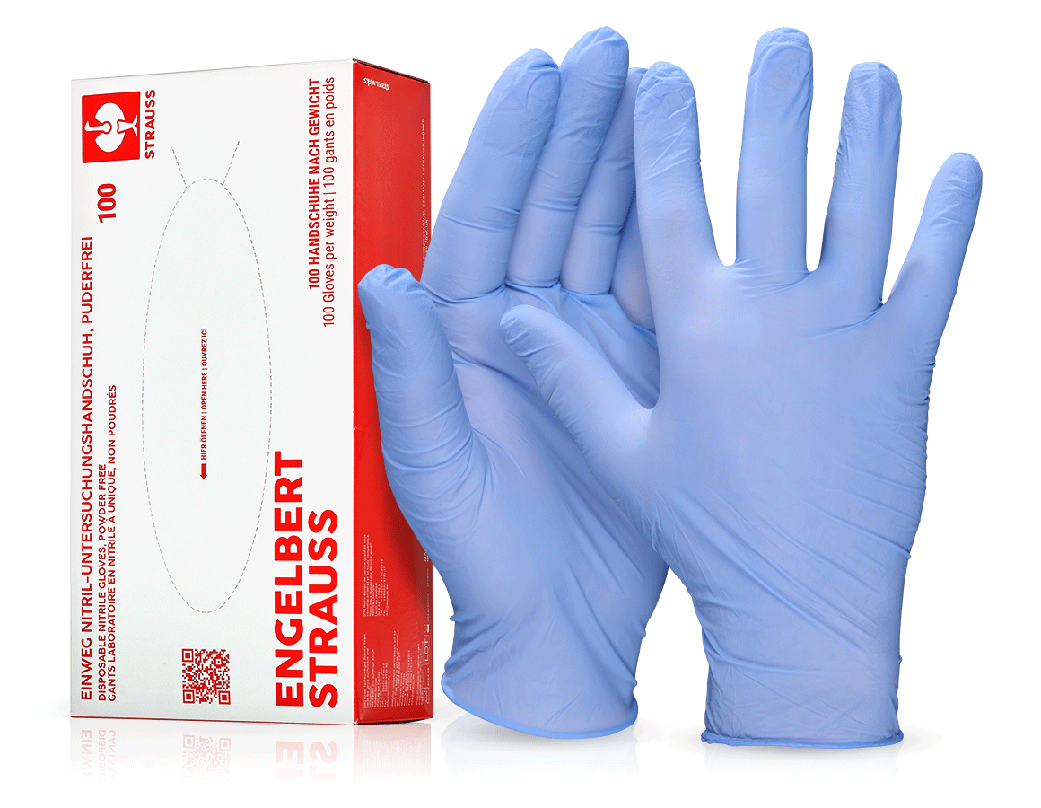 Disposable Gloves: Disposable nitrile gloves, powder-free + blue