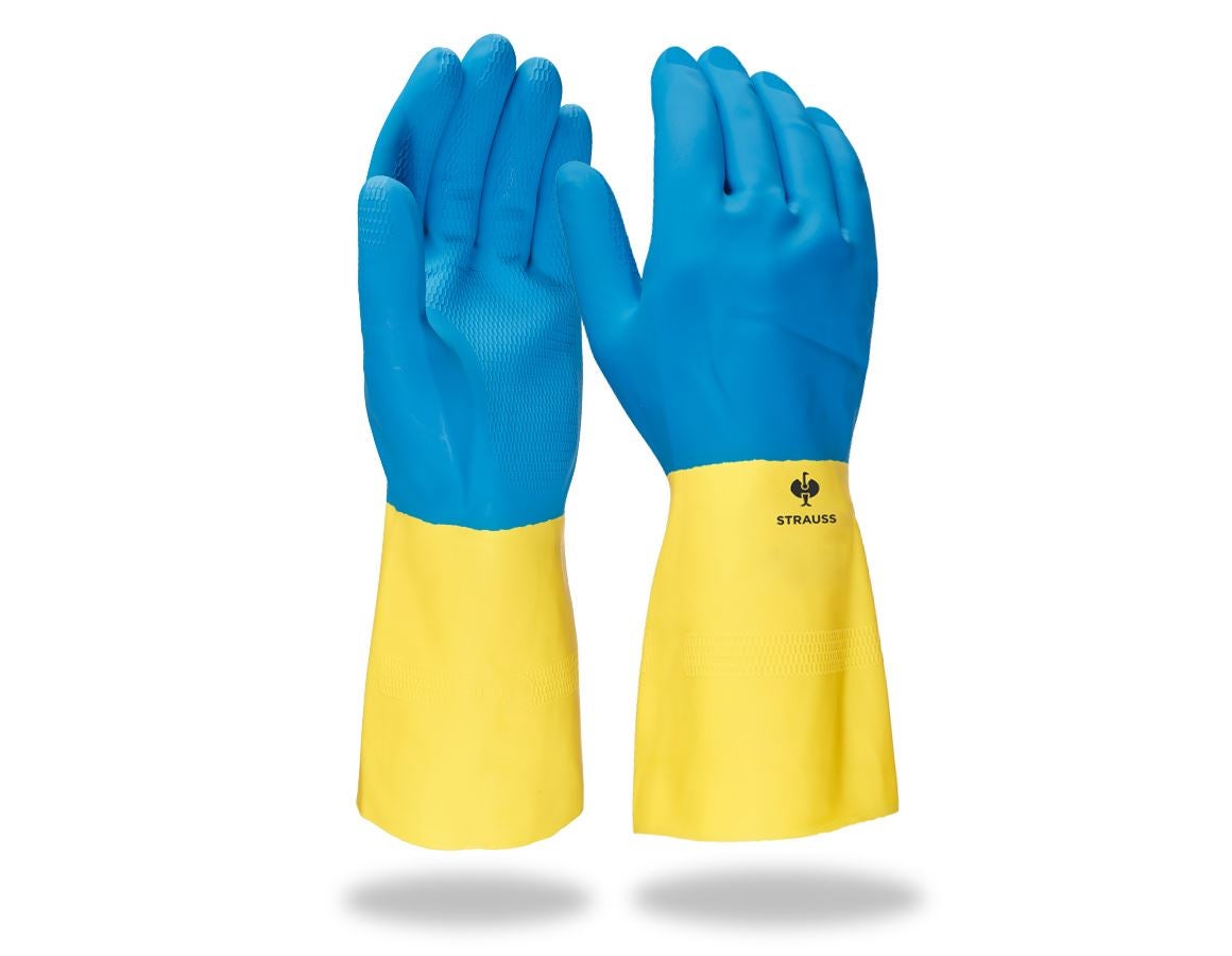 Coated: Latex household gloves Super II + yellow/blue