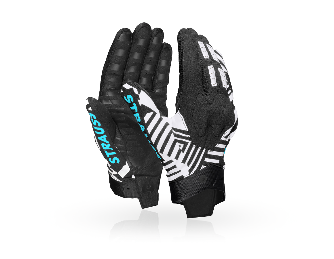 Hybrid: Gloves e.s.trail, light graphic + black/white/lapisturquoise