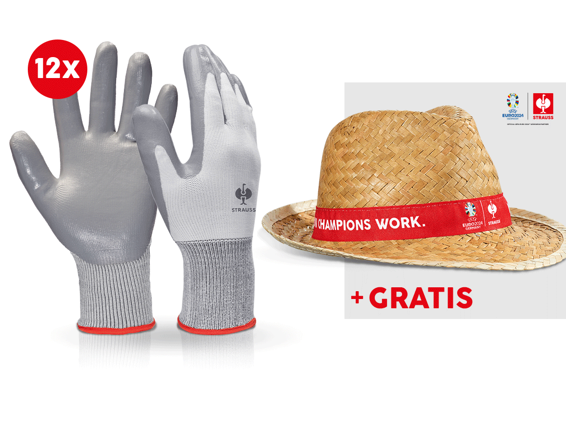 Kollaborationen: 12x Nitril-Handschuhe Flexible + EURO2024 Hut + weiß