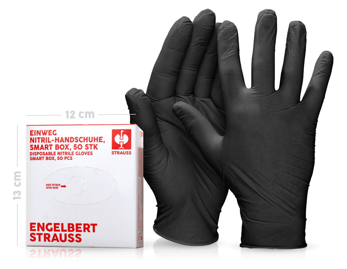 Gants à usage unique: Gants nitrile usage unique, non poudre, smart box + noir