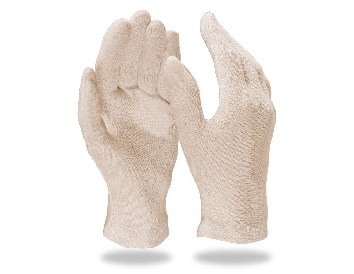 Textile: Cotton fourchette gloves, natural,pack of 12 + white