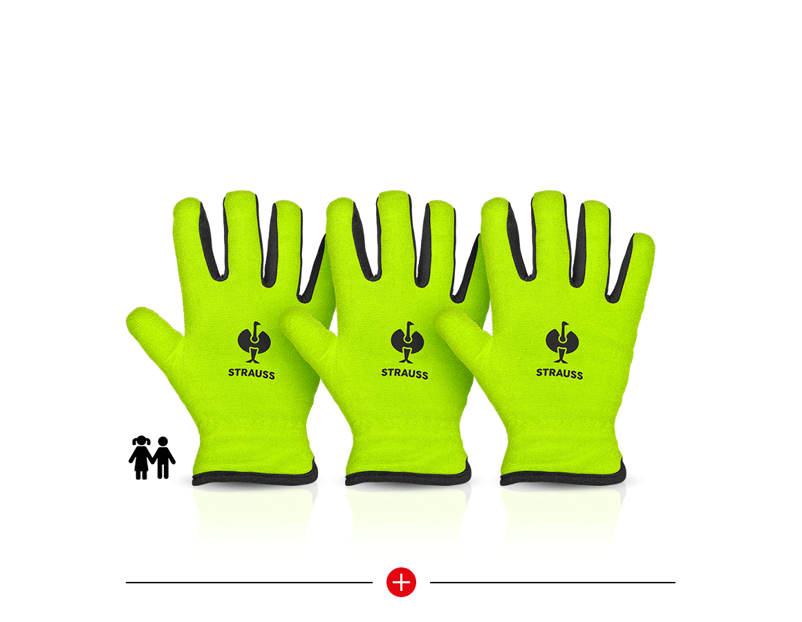 Accessories: 3 for 2 e.s. Child. winter gloves Fleece Comfort + high-vis yellow/black