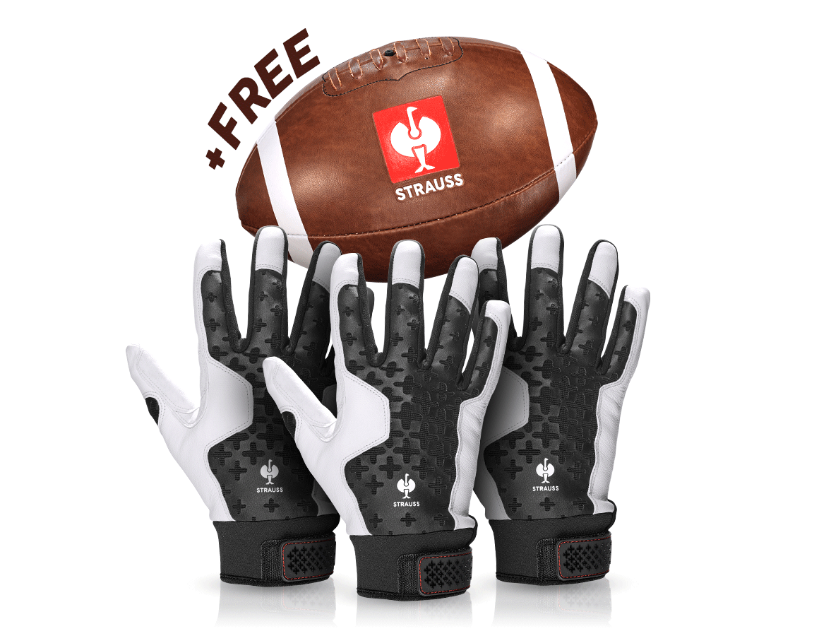 Personal Protection: 3x Leather assembly gloves ergo+vintage Football