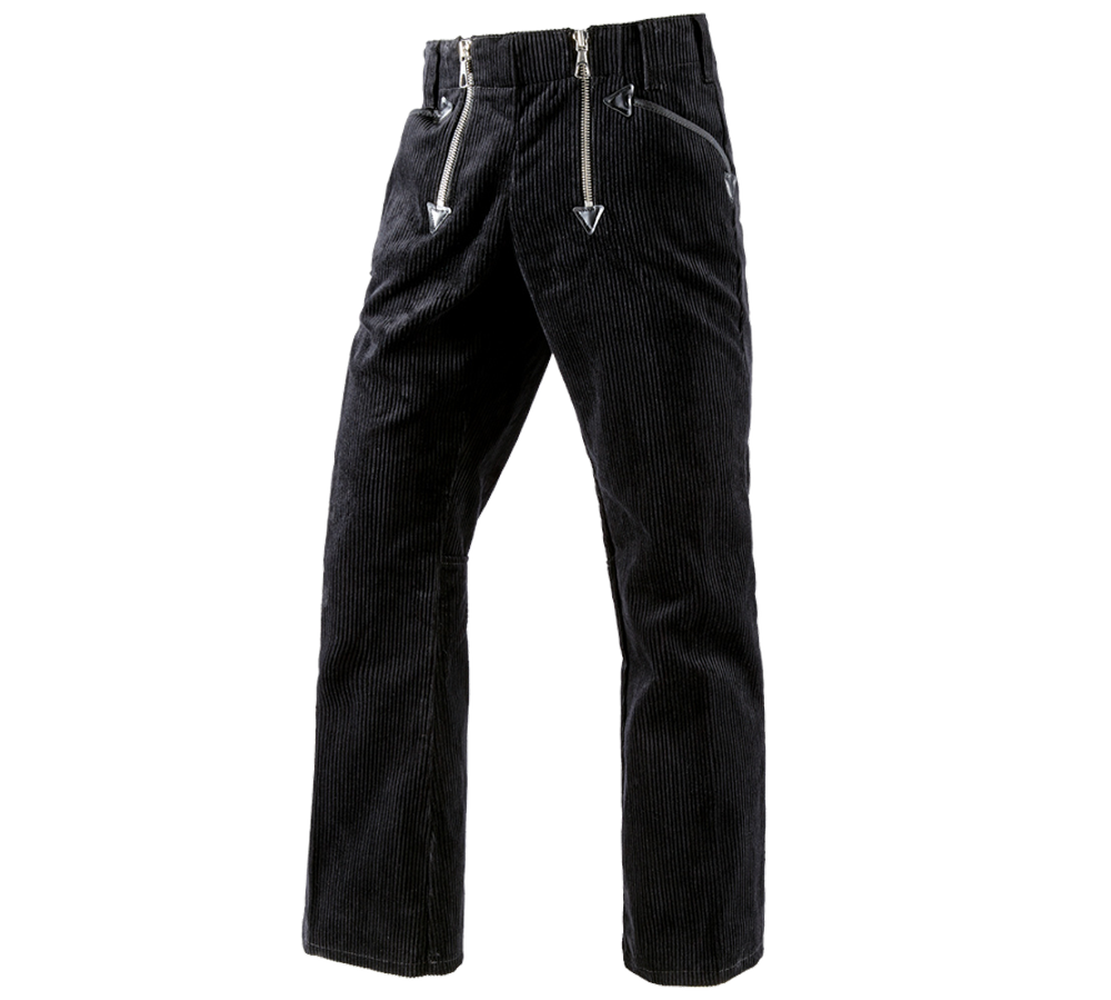 Pantalons de travail: Pant.corp.en velours côtelé e.s. a.pattes d’élépha + noir