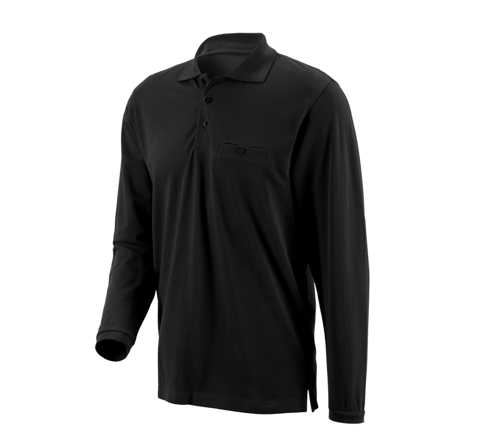 Shirts, Pullover & more: e.s. Long sleeve polo cotton Pocket + black