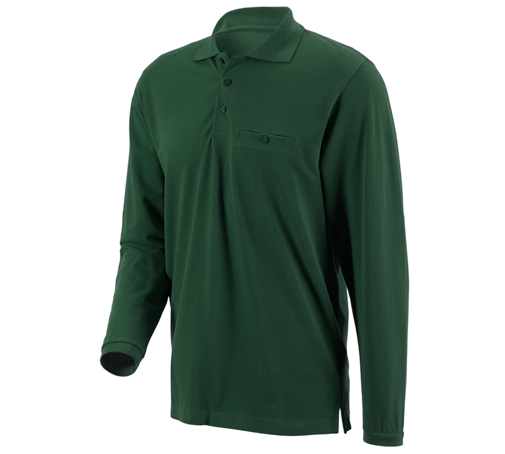 Shirts, Pullover & more: e.s. Long sleeve polo cotton Pocket + green