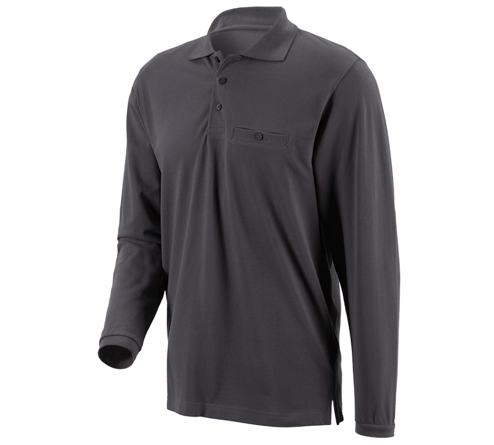 Shirts, Pullover & more: e.s. Long sleeve polo cotton Pocket + anthracite