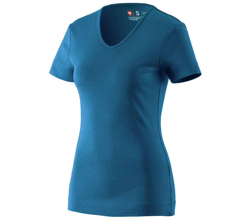 Plumbers / Installers: e.s. T-shirt cotton V-Neck, ladies' + atoll