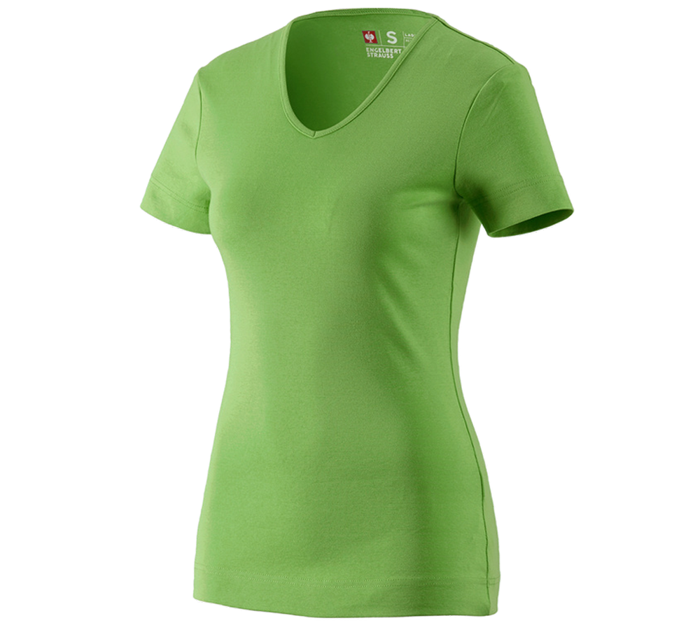 Horti-/ Sylvi-/ Agriculture: e.s. T-shirt cotton V-Neck, femmes + vert d'eau