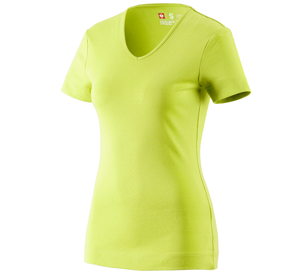 Horti-/ Sylvi-/ Agriculture: e.s. T-shirt cotton V-Neck, femmes + vert mai