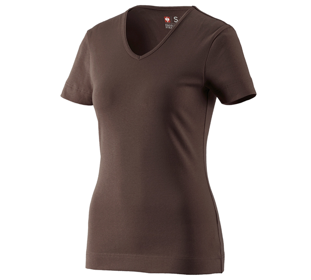 Shirts, Pullover & more: e.s. T-shirt cotton V-Neck, ladies' + chestnut