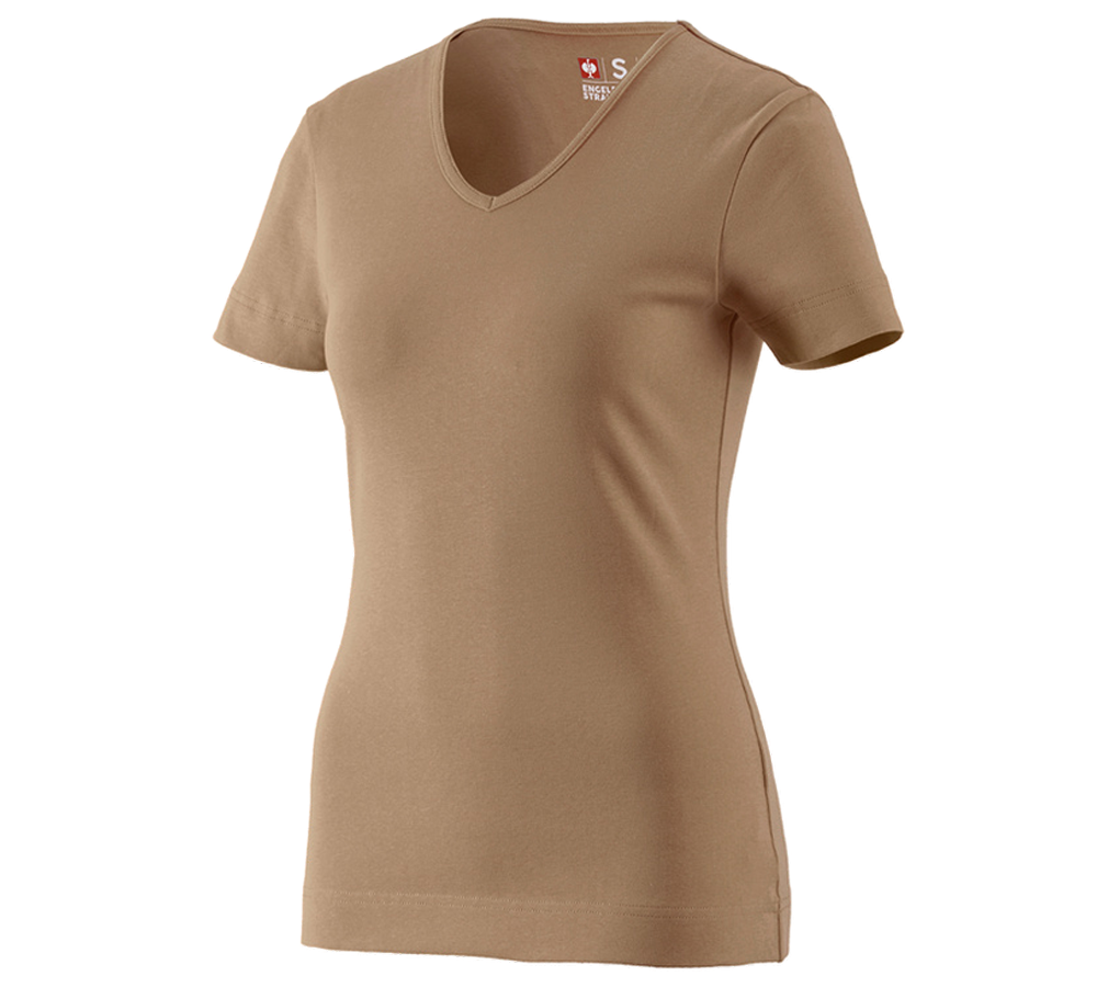 Shirts & Co.: e.s. T-Shirt cotton V-Neck, Damen + khaki