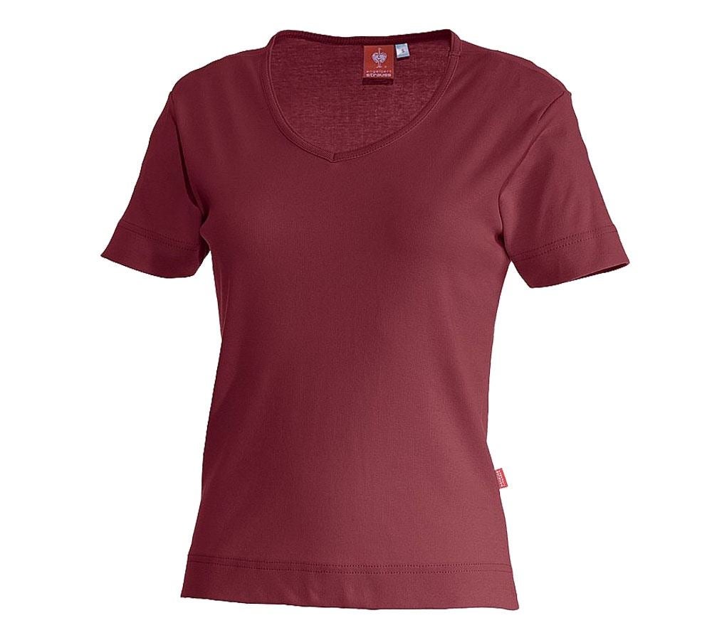 Themen: e.s. T-Shirt cotton V-Neck, Damen + bordeaux
