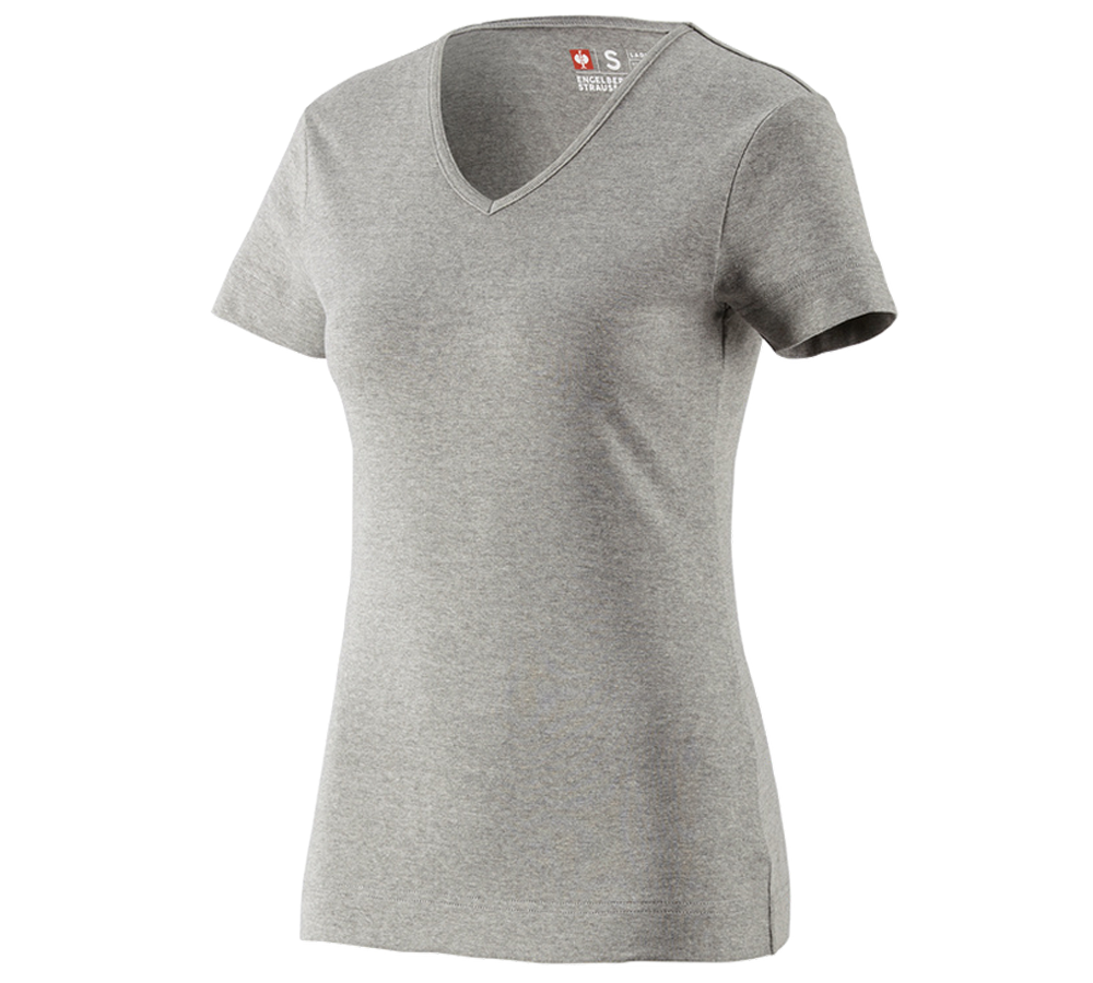 Shirts & Co.: e.s. T-Shirt cotton V-Neck, Damen + graumeliert