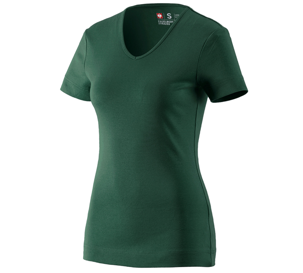 Horti-/ Sylvi-/ Agriculture: e.s. T-shirt cotton V-Neck, femmes + vert