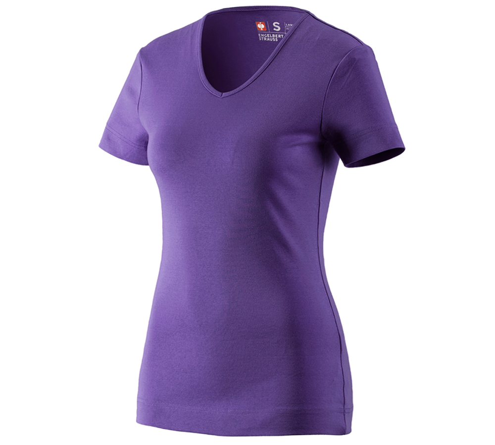 Plumbers / Installers: e.s. T-shirt cotton V-Neck, ladies' + purple