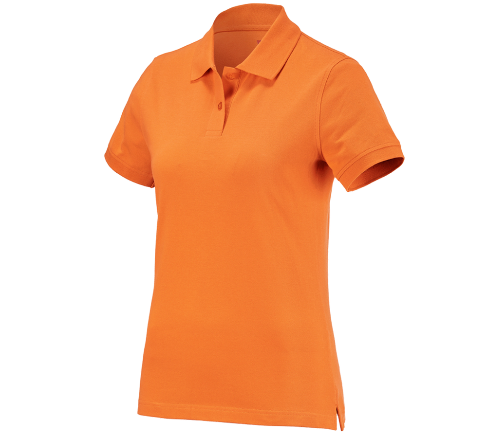 Hauts: e.s. Polo cotton, femmes + orange