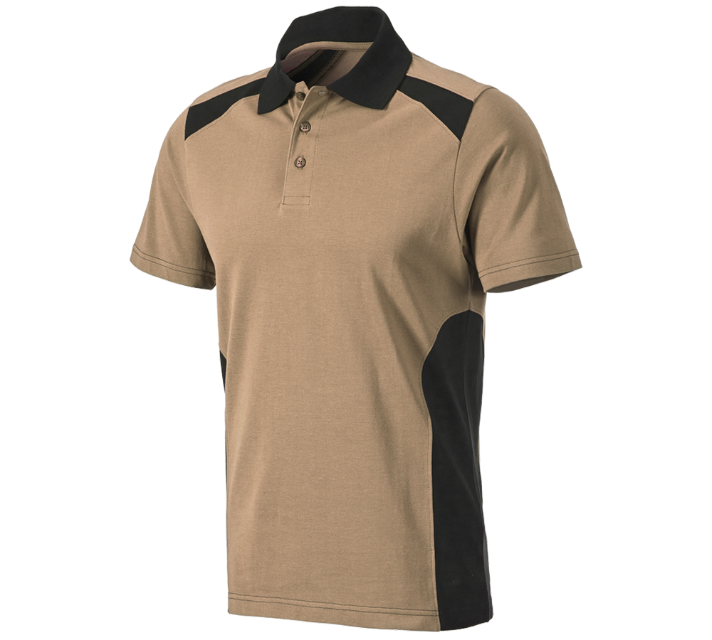 Shirts & Co.: Polo-Shirt cotton e.s.active + khaki/schwarz