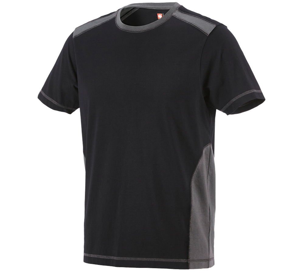 Shirts & Co.: T-Shirt cotton e.s.active + schwarz/anthrazit