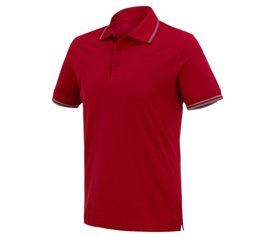 Shirts & Co.: e.s. Polo-Shirt cotton Deluxe Colour + feuerrot/aluminium