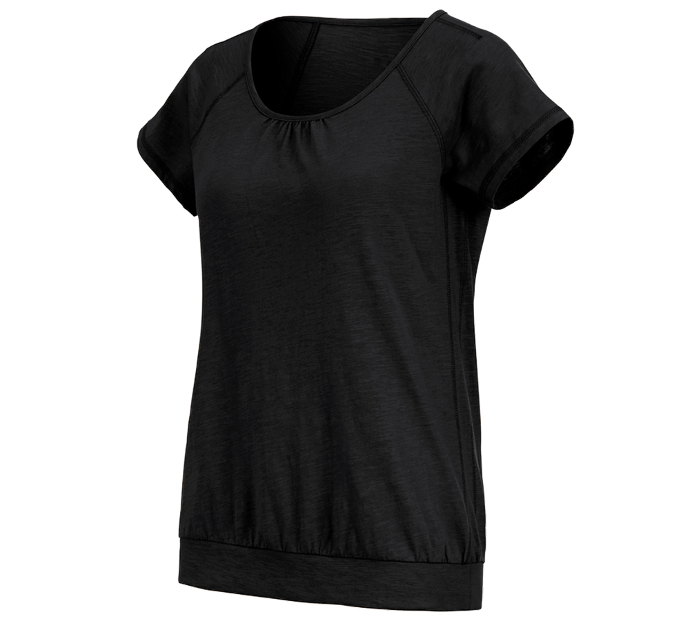 Shirts & Co.: e.s. T-Shirt cotton slub, Damen + schwarz