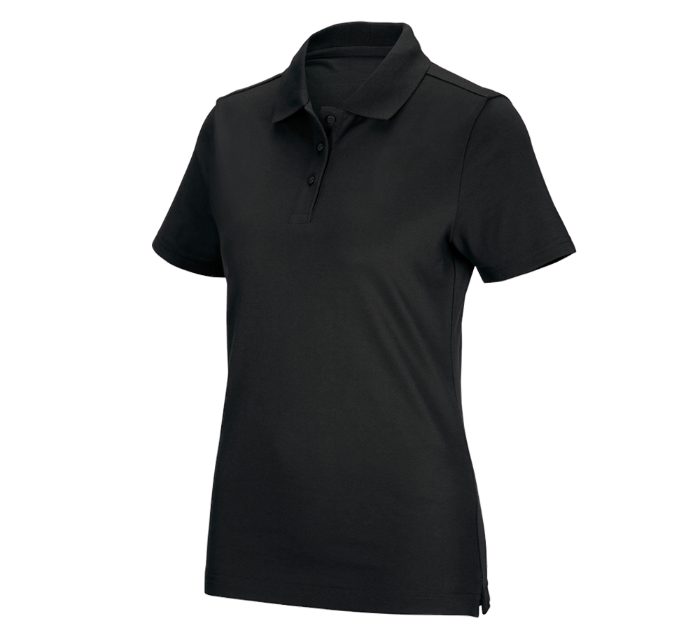 Shirts & Co.: e.s. Funktions Polo-Shirt poly cotton, Damen + schwarz