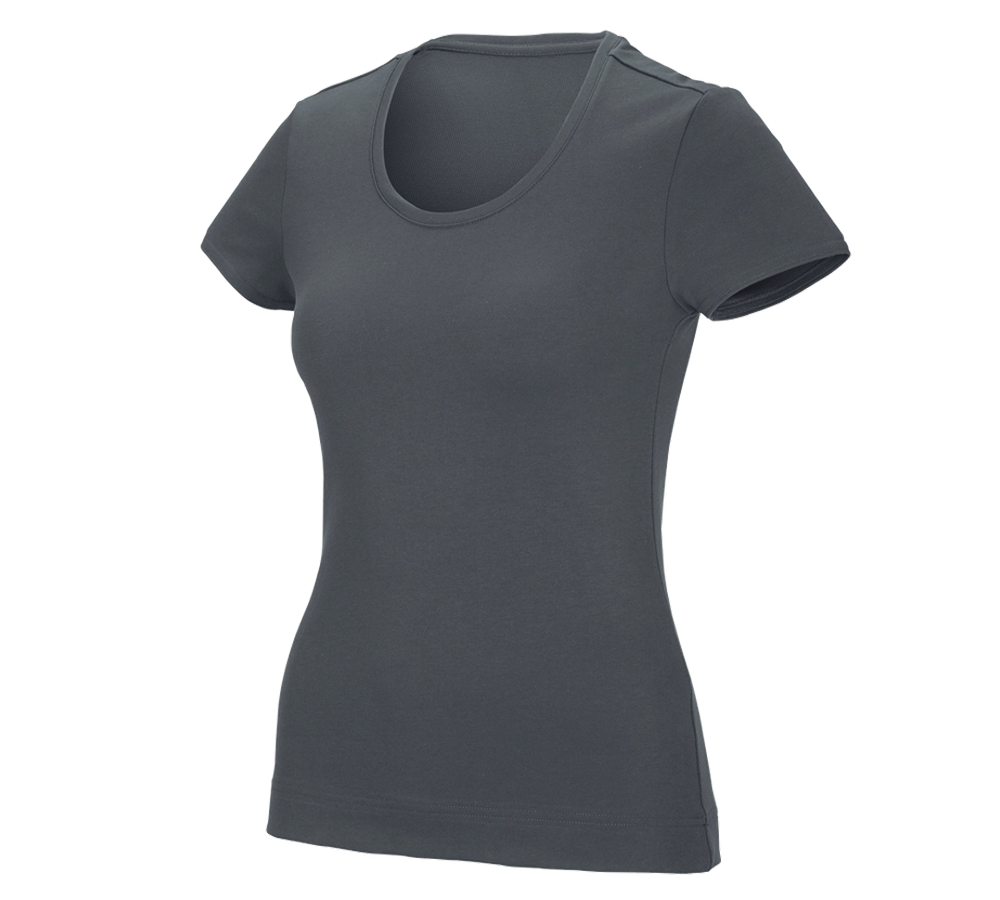 Shirts & Co.: e.s. Funktions T-Shirt poly cotton, Damen + anthrazit