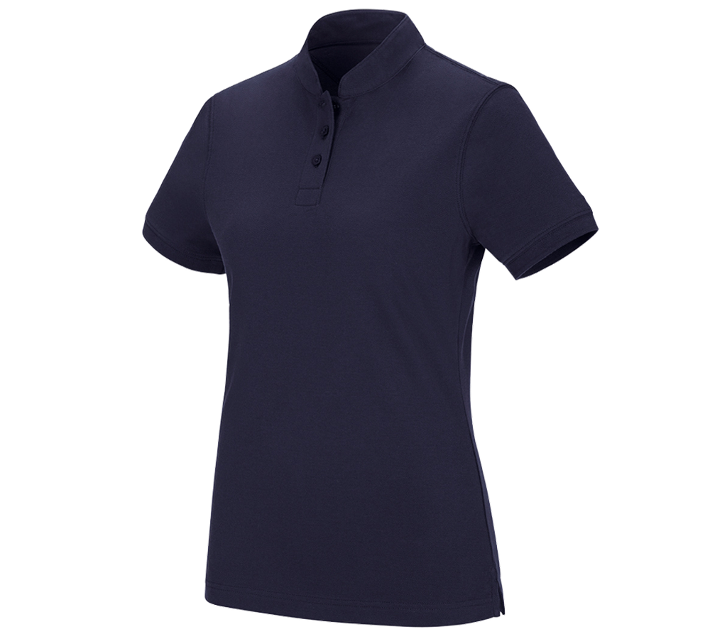 Themen: e.s. Polo-Shirt cotton Mandarin, Damen + dunkelblau