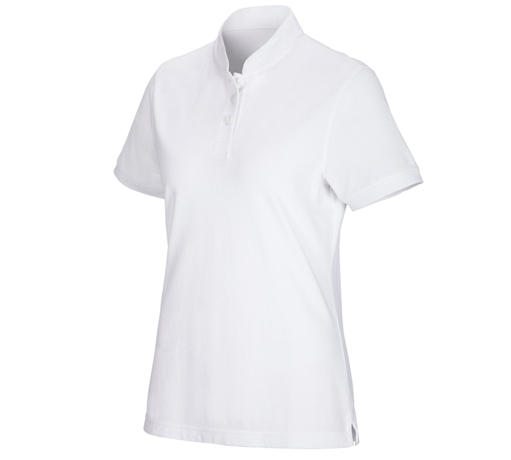 Themen: e.s. Polo-Shirt cotton Mandarin, Damen + weiß