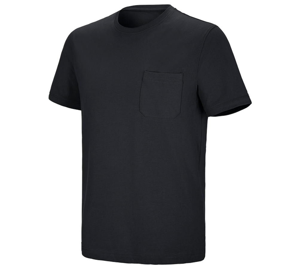 Hauts: e.s. T-shirt cotton stretch Pocket + noir