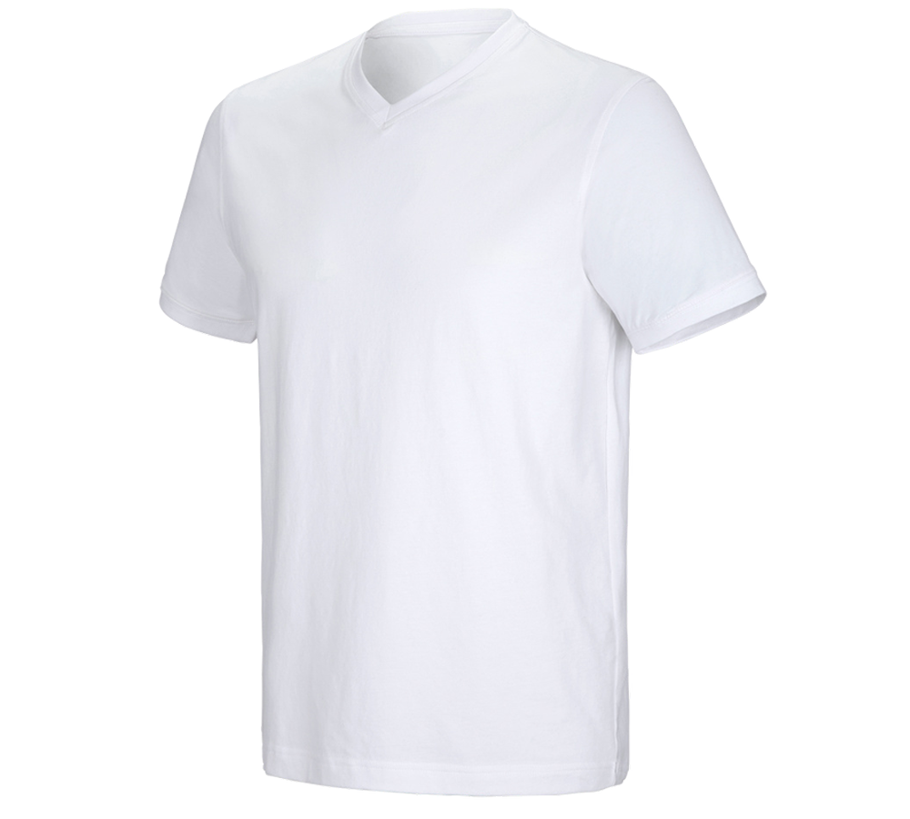 Themen: e.s. T-Shirt cotton stretch V-Neck + weiß