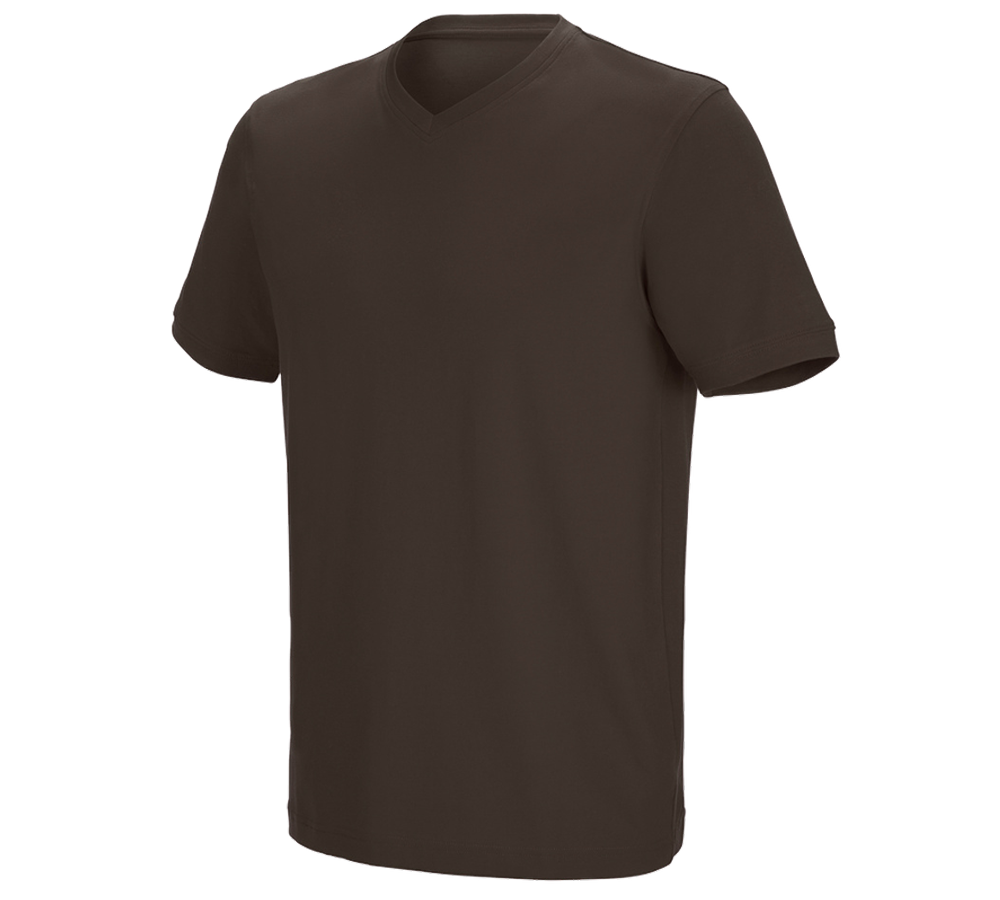 Shirts & Co.: e.s. T-Shirt cotton stretch V-Neck + kastanie