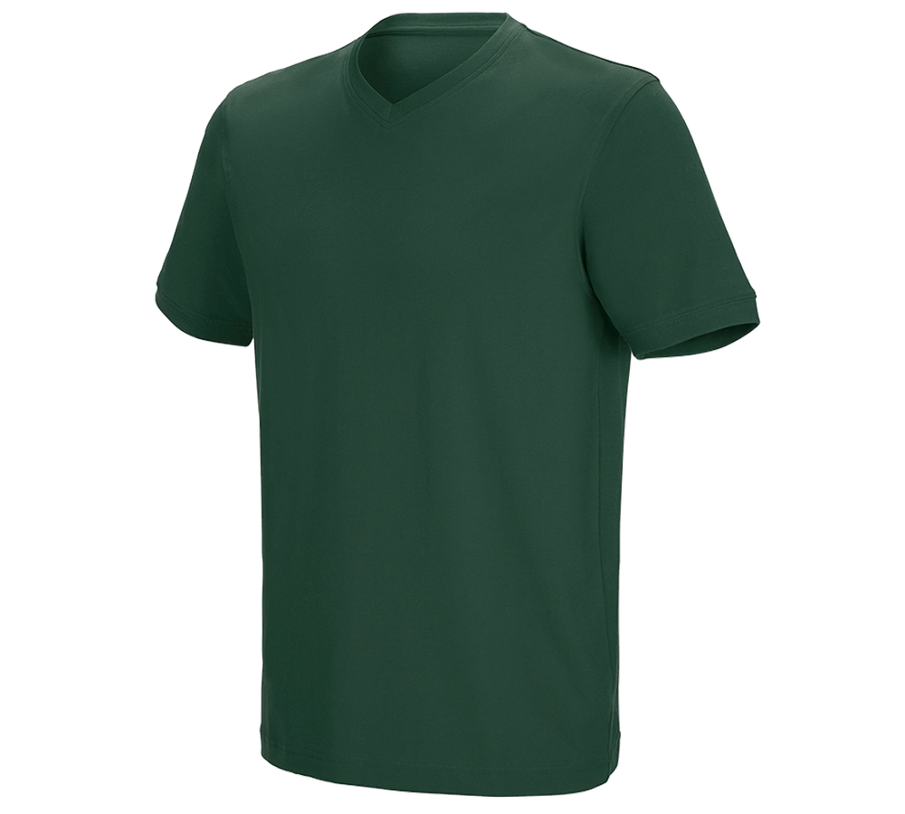 Themen: e.s. T-Shirt cotton stretch V-Neck + grün