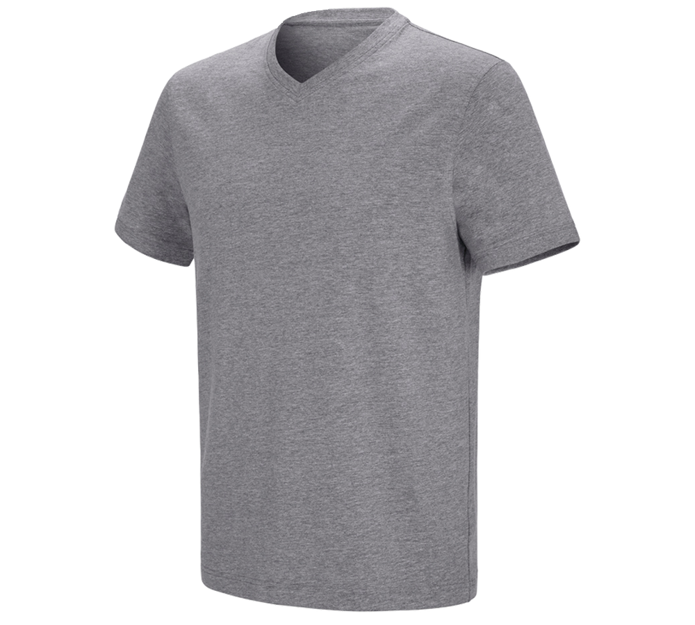 Themen: e.s. T-Shirt cotton stretch V-Neck + graumeliert