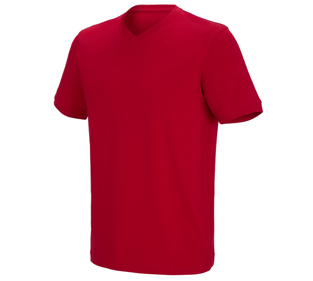 Shirts & Co.: e.s. T-Shirt cotton stretch V-Neck + feuerrot