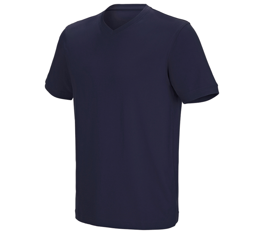 Shirts & Co.: e.s. T-Shirt cotton stretch V-Neck + dunkelblau