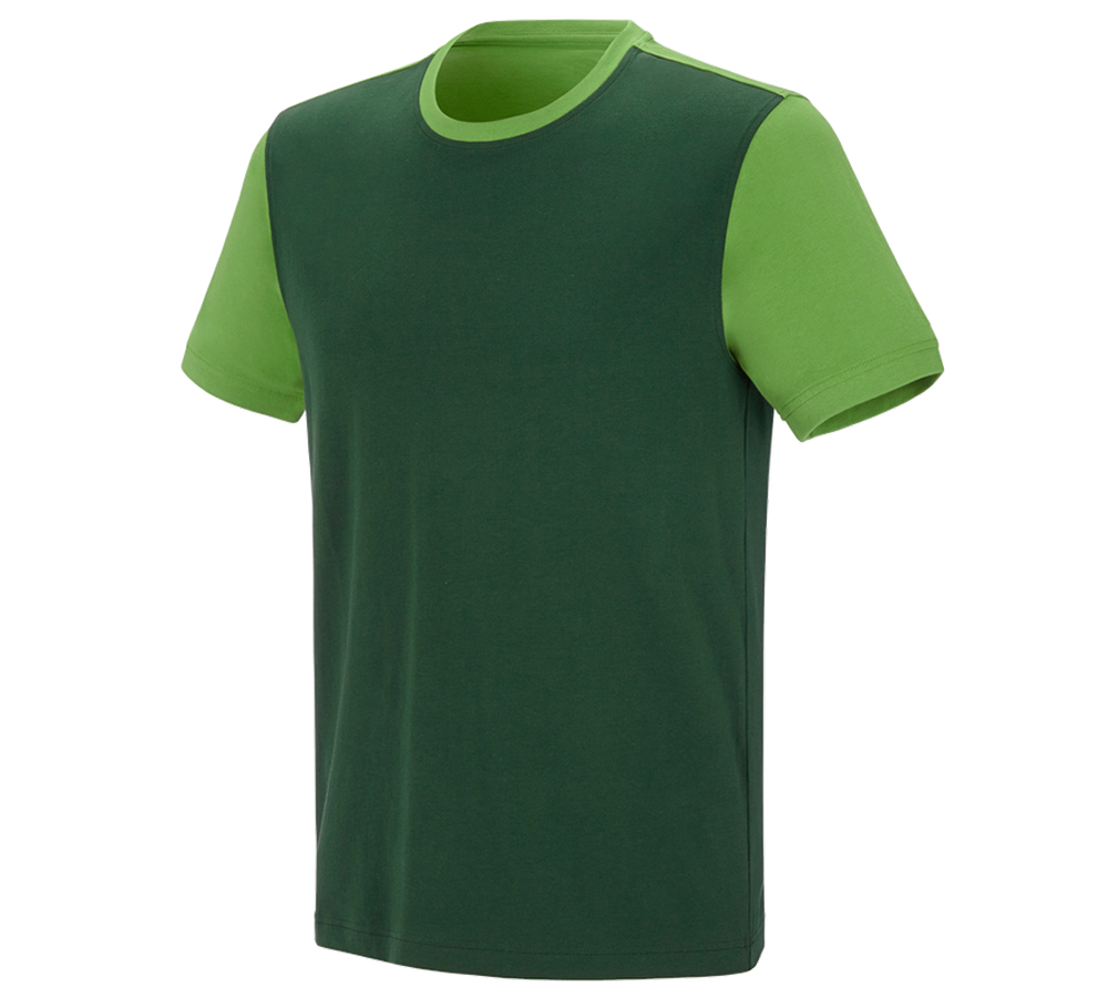 Shirts & Co.: e.s. T-Shirt cotton stretch bicolor + grün/seegrün