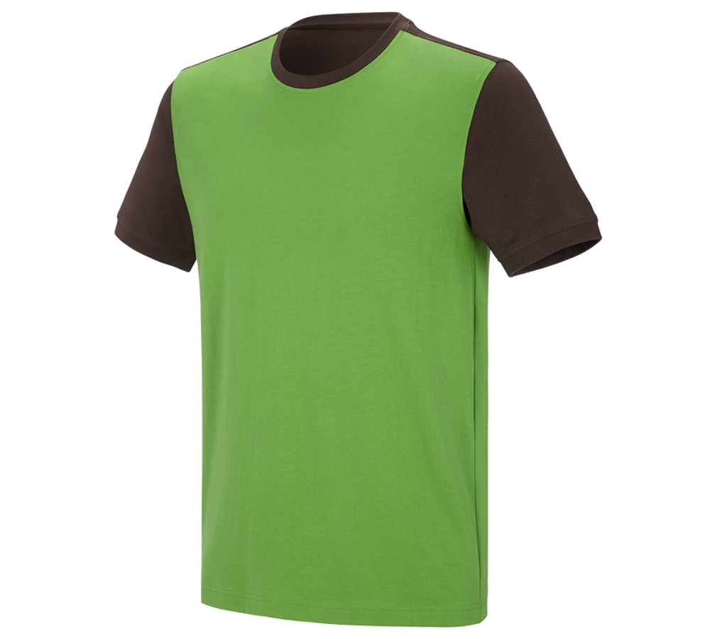 Themen: e.s. T-Shirt cotton stretch bicolor + seegrün/kastanie