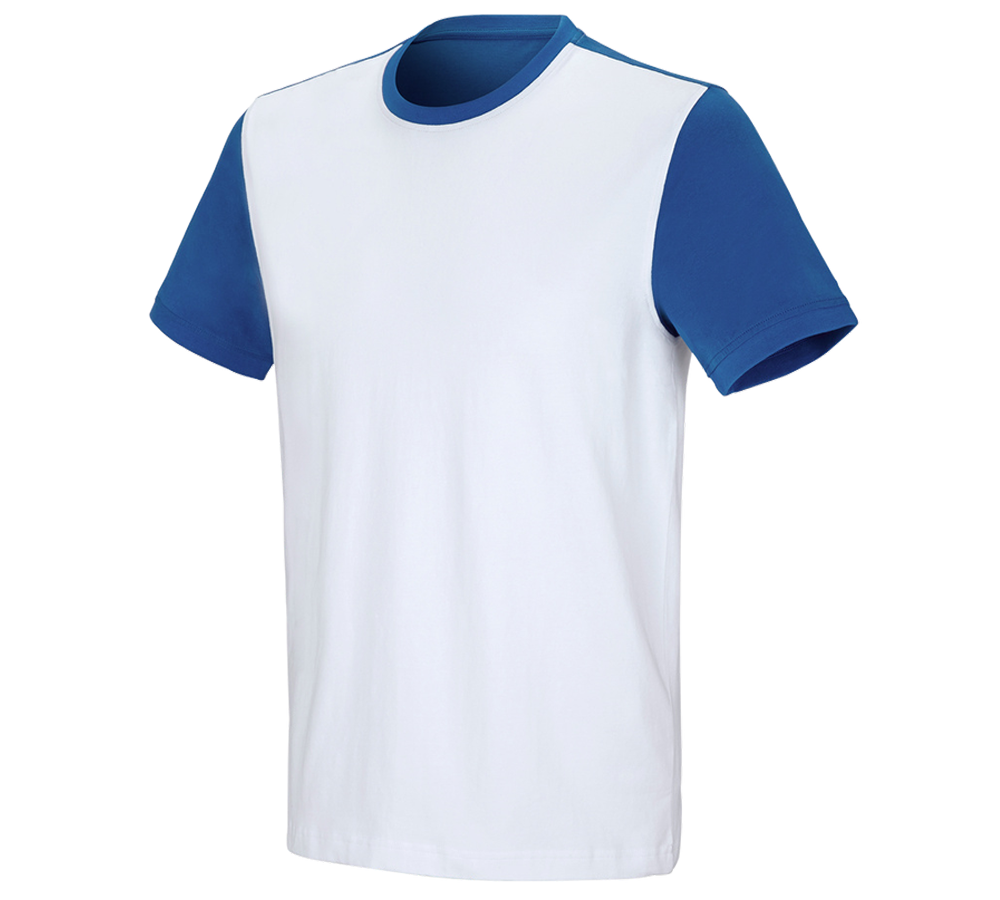 Themen: e.s. T-Shirt cotton stretch bicolor + weiß/enzianblau
