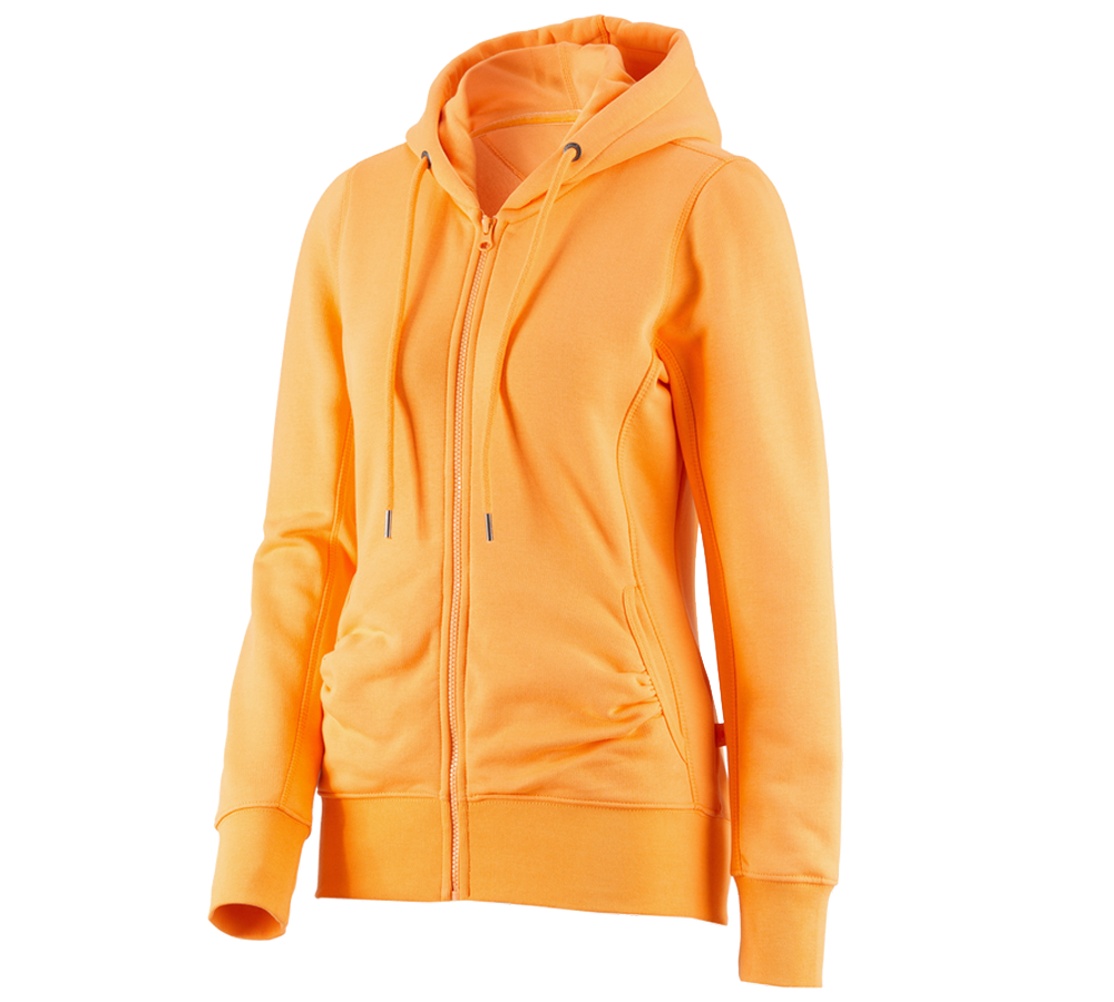 Hauts: e.s. Hoody sweat zippé poly cotton, femmes + orange clair