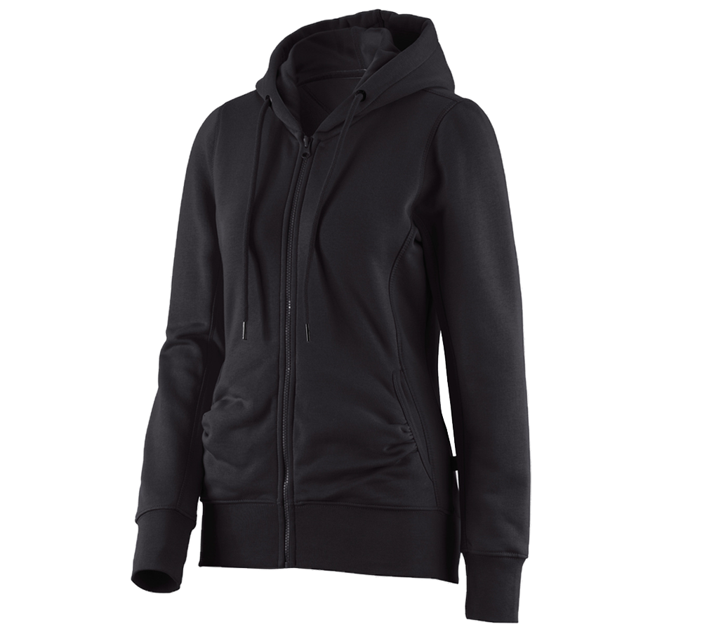 Shirts, Pullover & more: e.s. Hoody sweatjacket poly cotton, ladies' + black