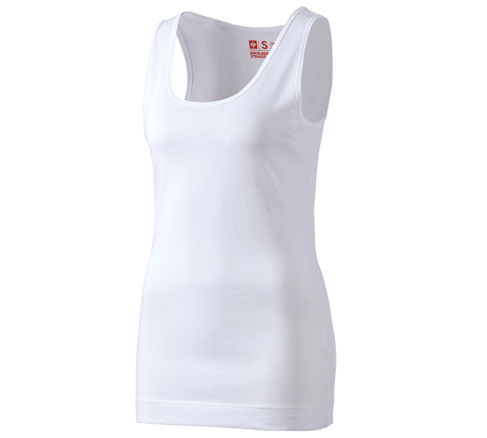 Shirts & Co.: e.s. Long-Tank cotton, Damen + weiß