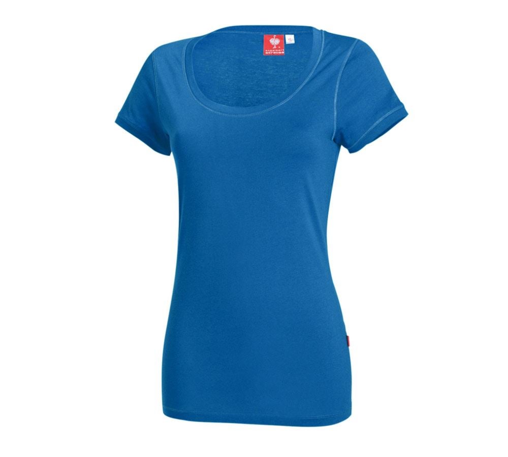 Shirts & Co.: e.s. Long-Shirt cotton, Damen + enzianblau