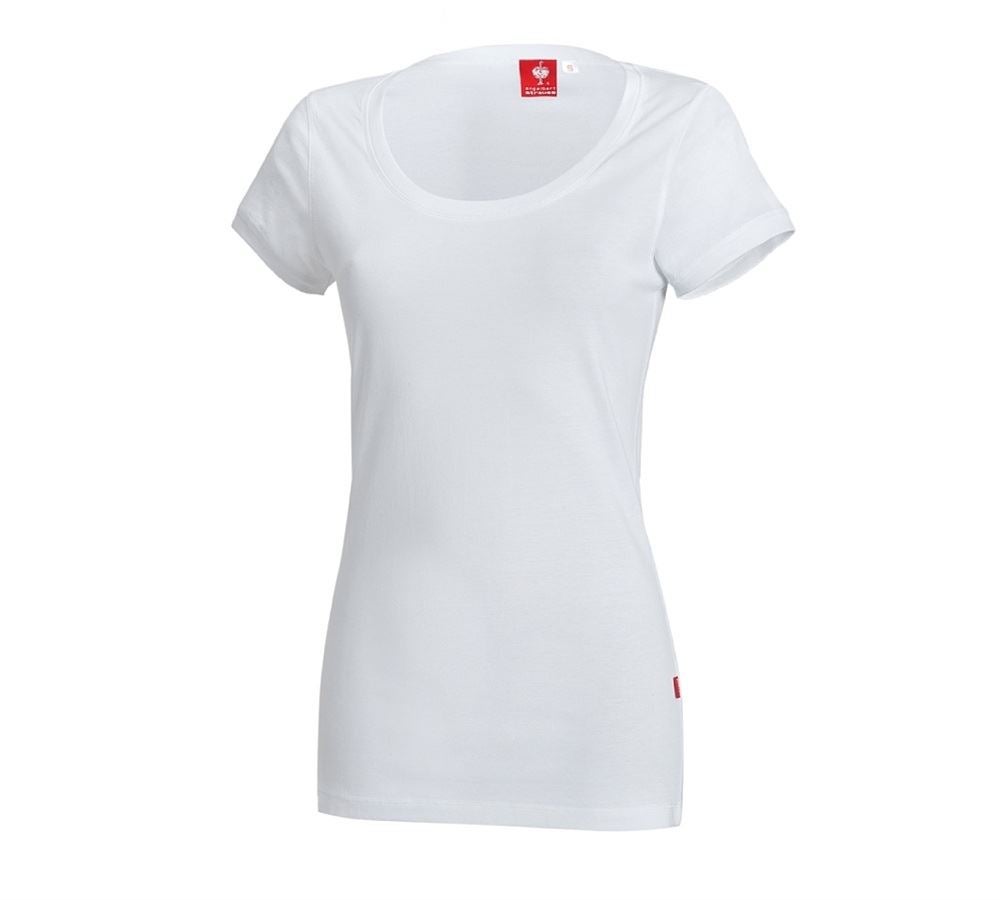 Shirts & Co.: e.s. Long-Shirt cotton, Damen + weiß
