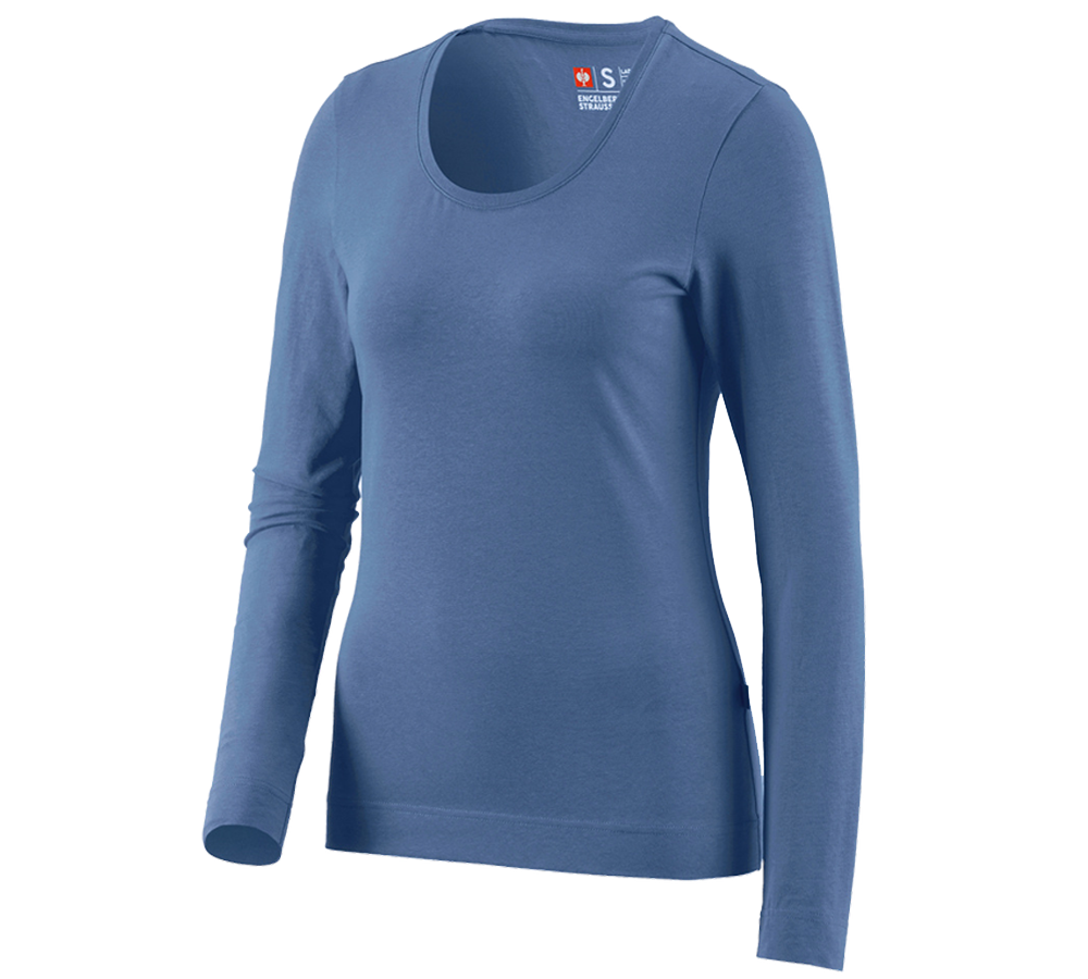 Shirts, Pullover & more: e.s. Long sleeve cotton stretch, ladies' + cobalt