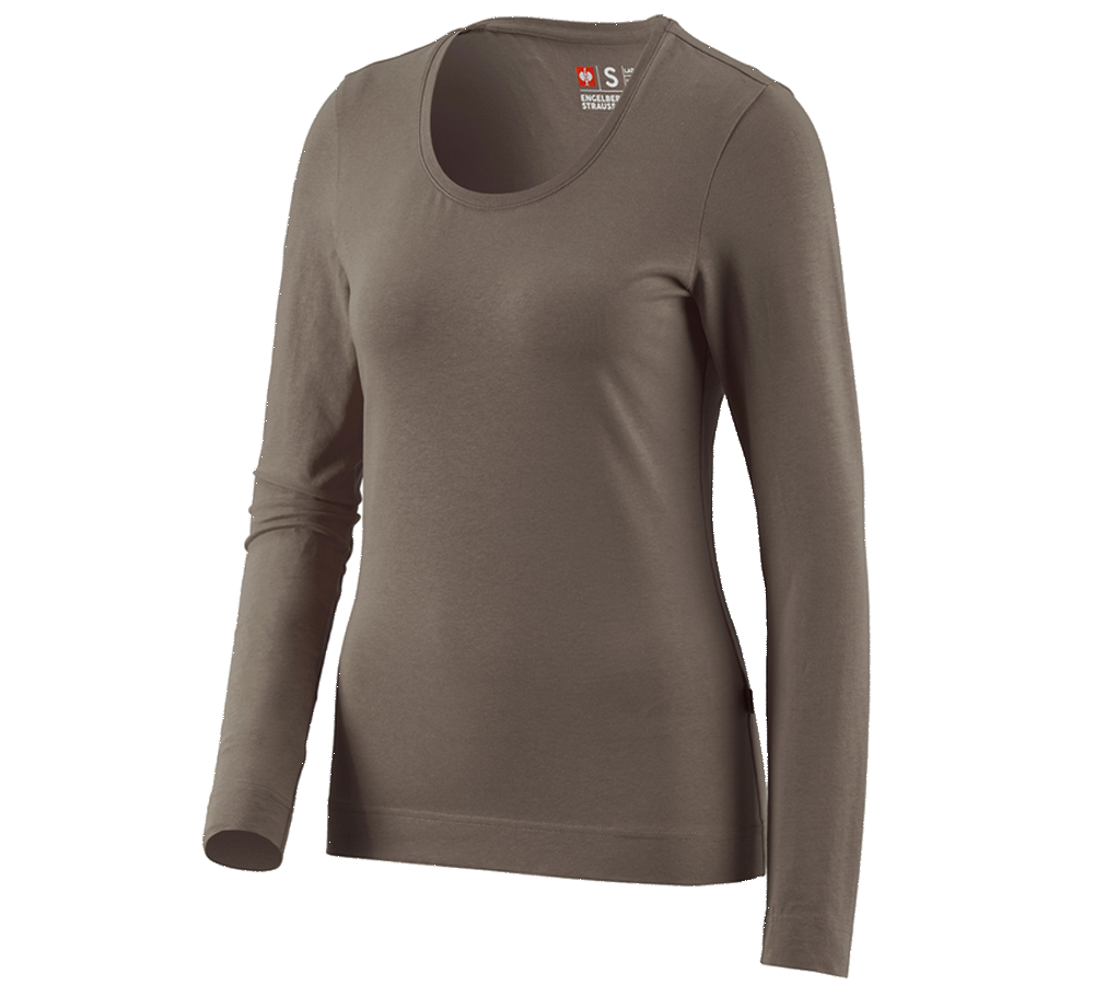 Shirts, Pullover & more: e.s. Long sleeve cotton stretch, ladies' + stone