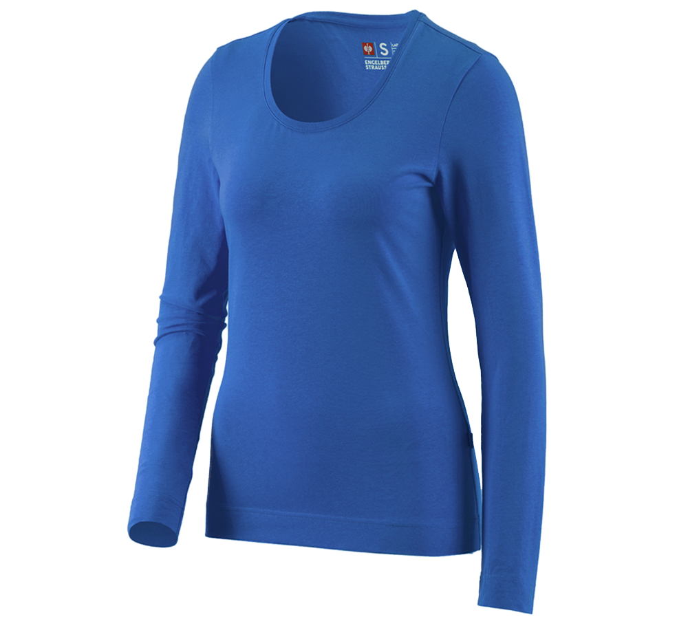 Shirts, Pullover & more: e.s. Long sleeve cotton stretch, ladies' + gentian blue